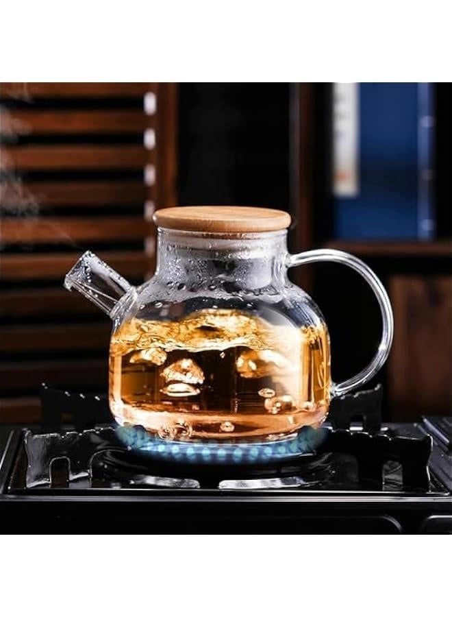 فالمر إبريق شاي زجاجي للموقد بسعة 34 أونصة / 1000 مل – إبريق شاي شفاف من زجاج البوروسيليكات مع غطاء من الخيزران، إبريق شاي زجاجي بفلتر وصنبور قابلين للإزالة، مناسب لشاي التزهير والشاي بالأوراق السائبة، صانع شاي مثالي للتخييم - Image 4